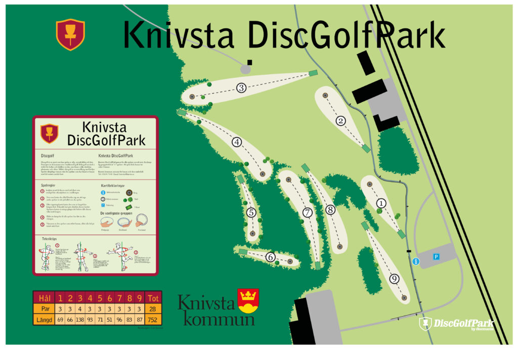 Karta över Knivsta Discgolfpark